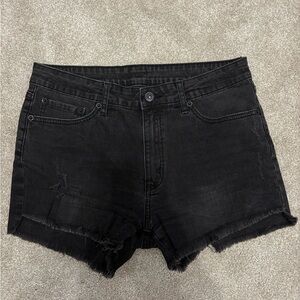 Just USA Black Jean Shorts Distressed Hem